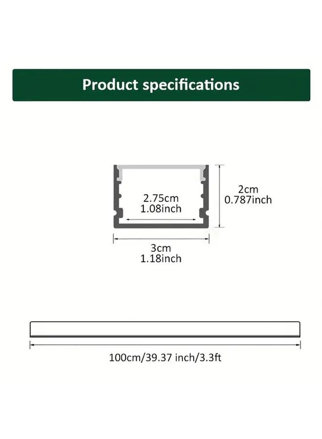 6Pcs Black Aluminum LED Channel System With Black Diffuser Cover Mounting Clip End Cap - Image 3